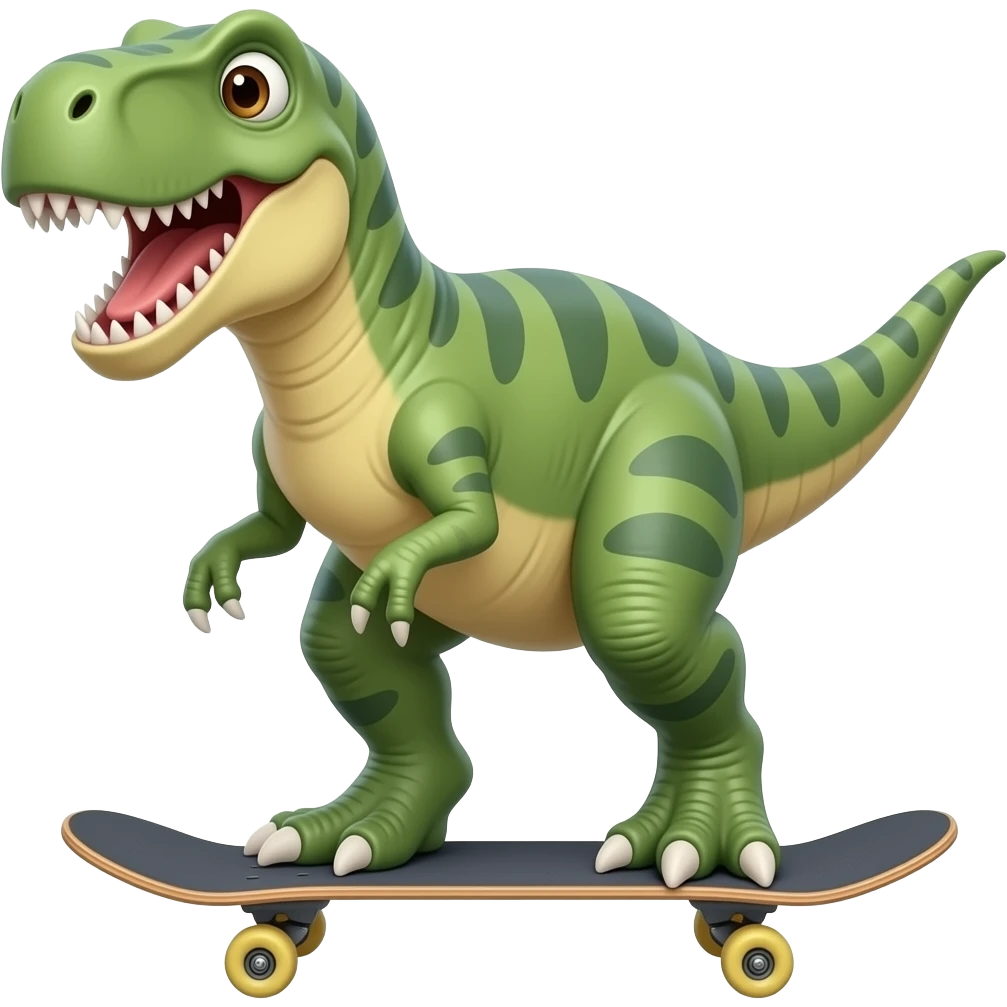Dinosaur on a skateboard emoji