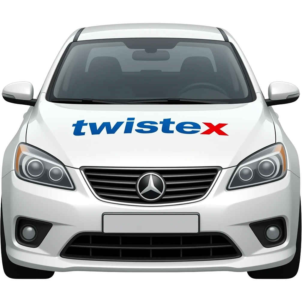 White car with a text saying twistex emoji