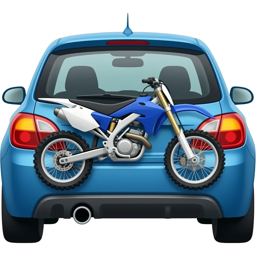 Car with a blue dirt bike on the back emoji