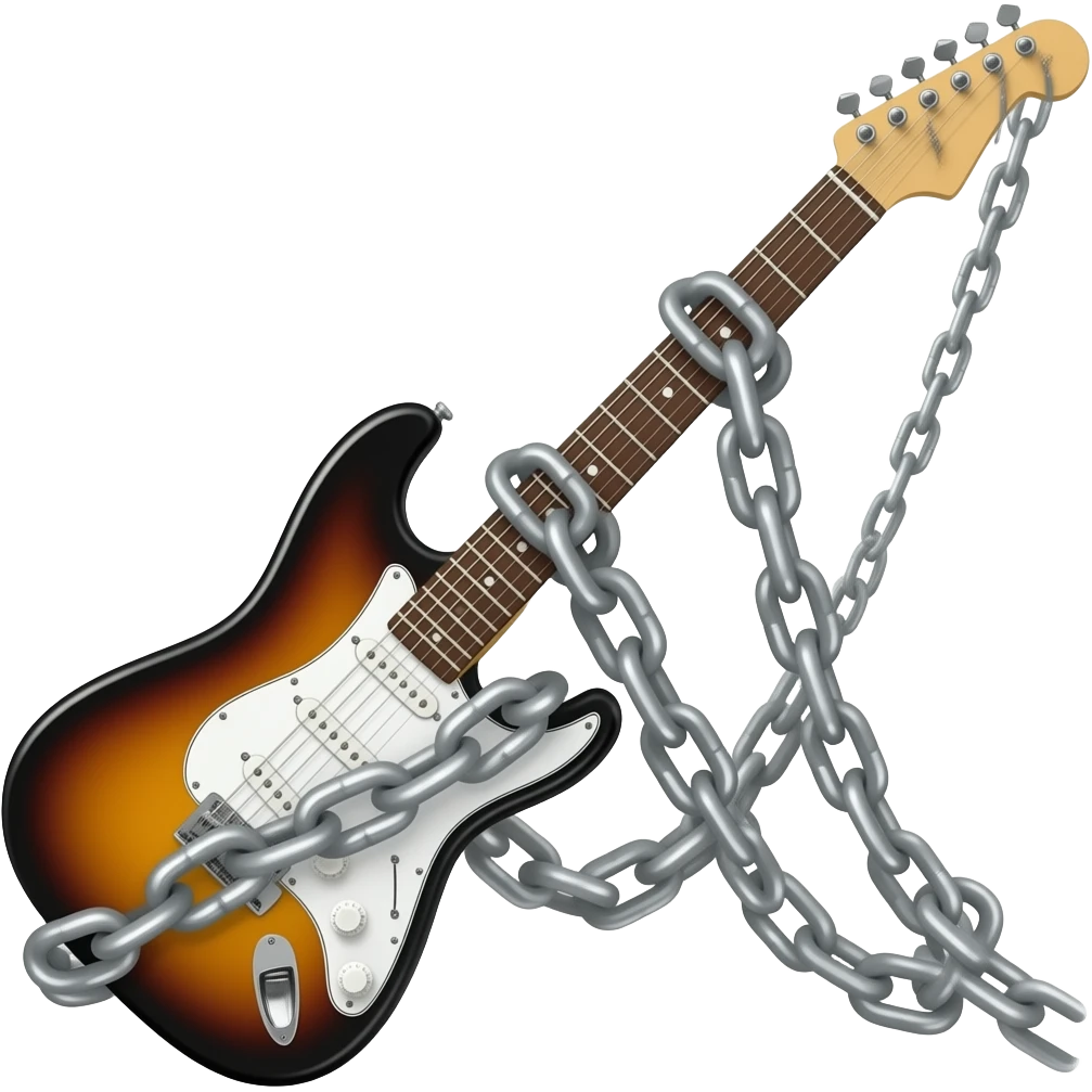 Electric guitar locked by chains emoji