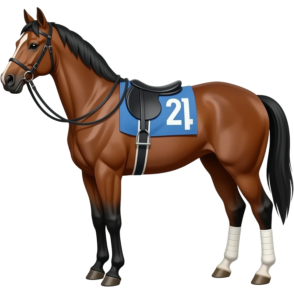 horse racing, with a bib emoji