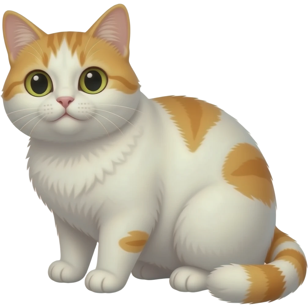 Fat white cat with orange patches emoji