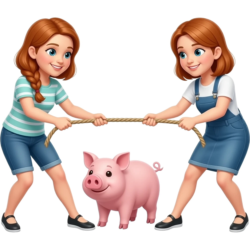 Ginger women using a pig tug of war emoji