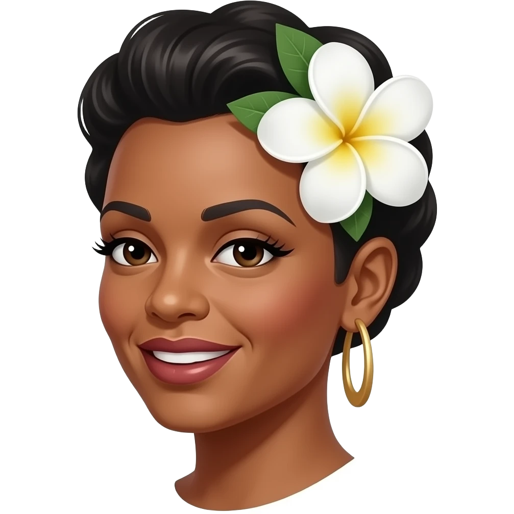 Billie Holiday with white gardenia headdress on left side emoji