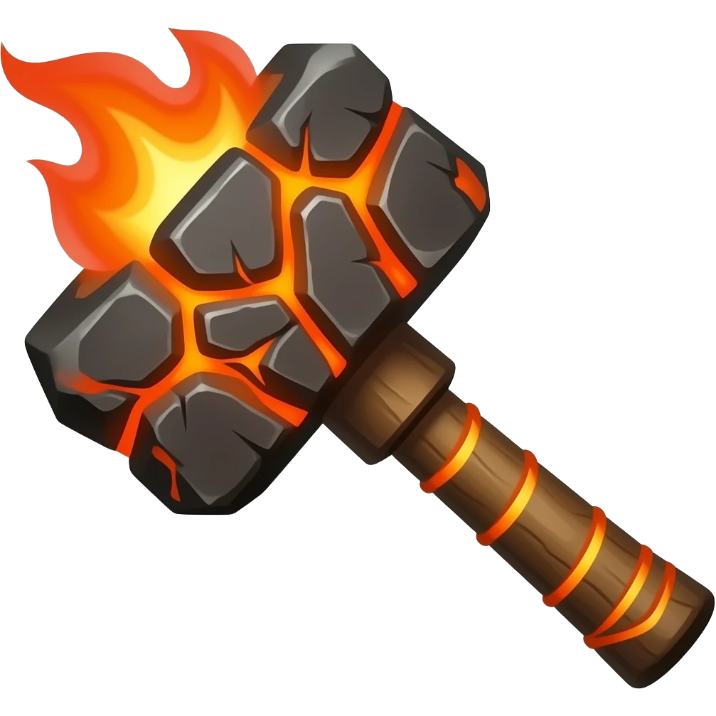 magma hammer flaming rock emoji