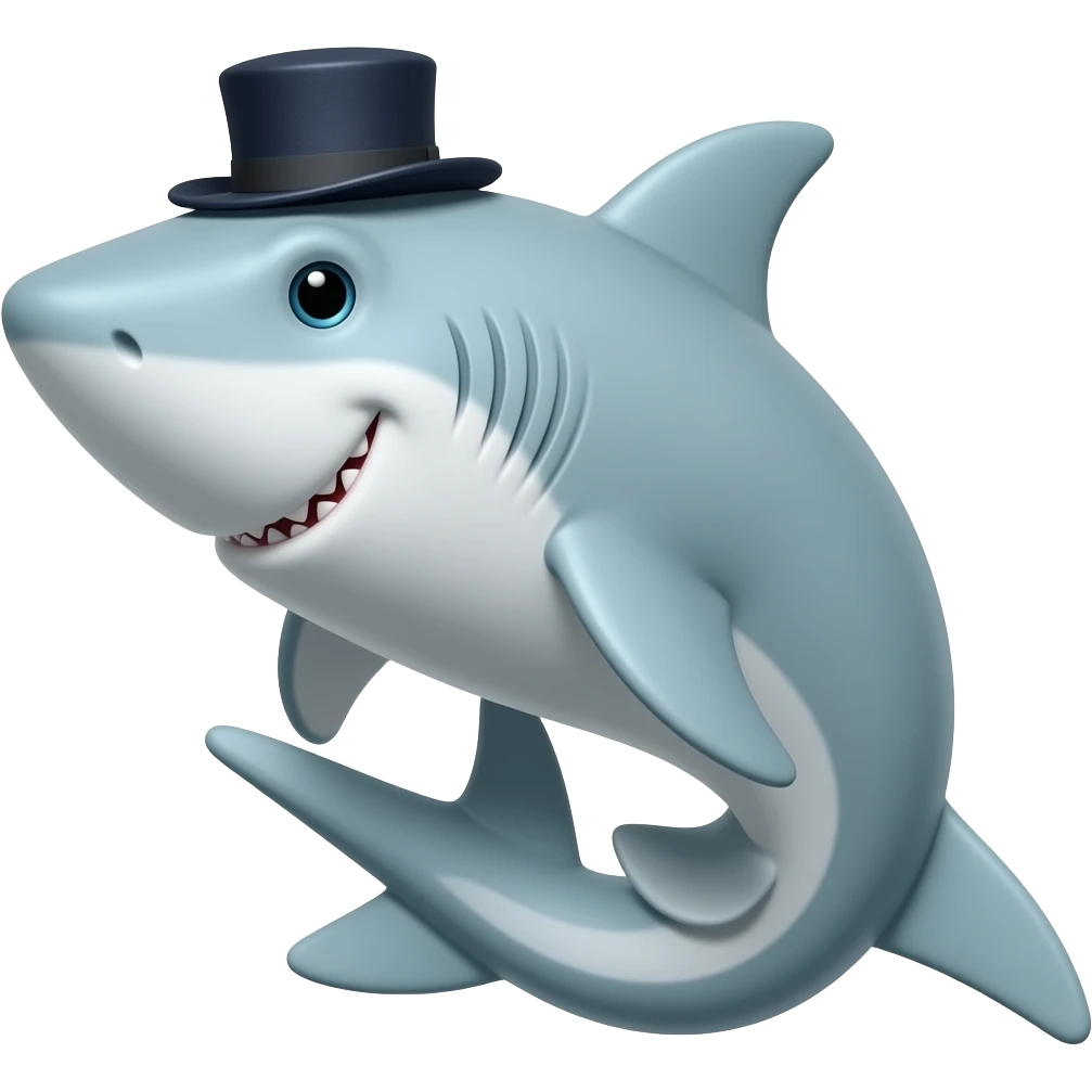 Shark with a top hat emoji