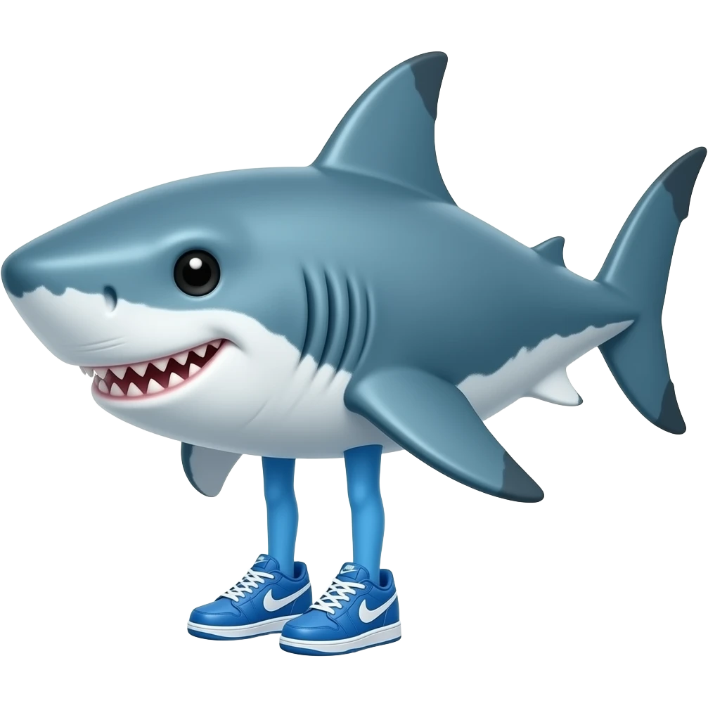 Un tiburón azul con tres piernas azules con zapatillas nike azules y q se llame tralalero tralala emoji