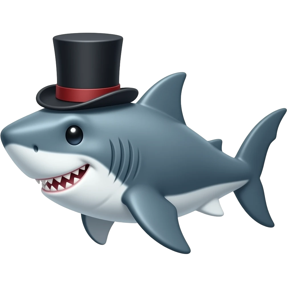 Shark with a top hat emoji