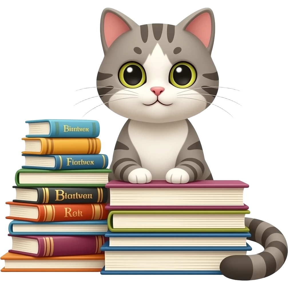cat with books emoji