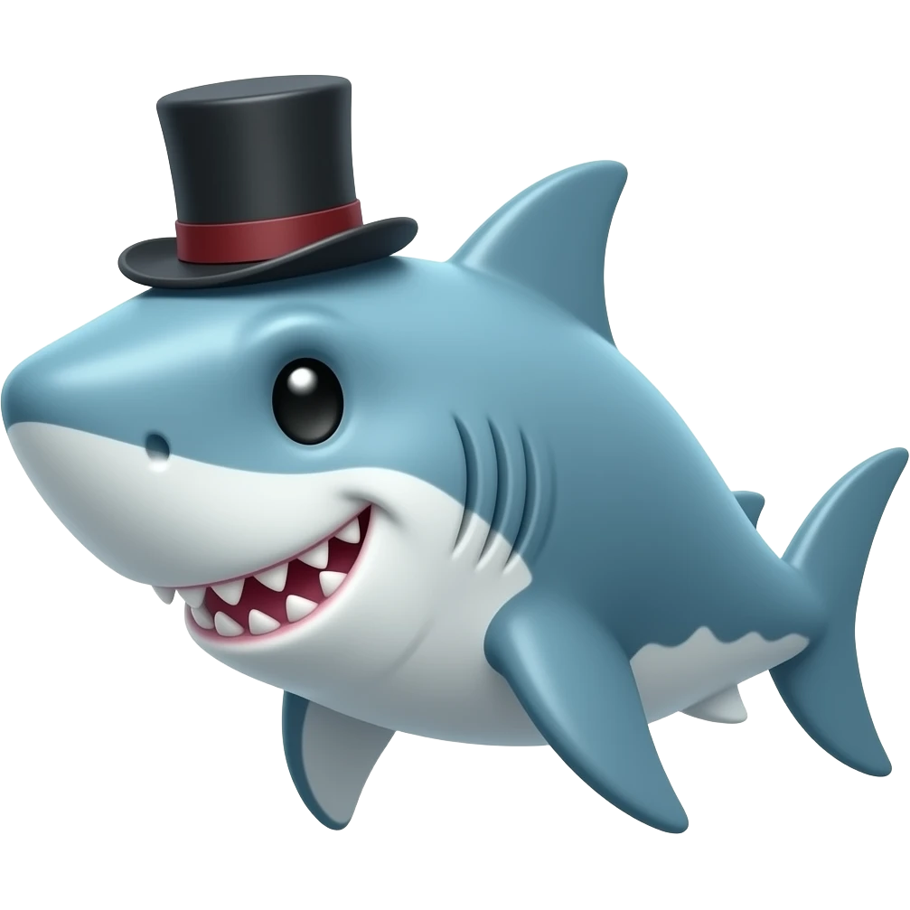 Shark with a top hat emoji