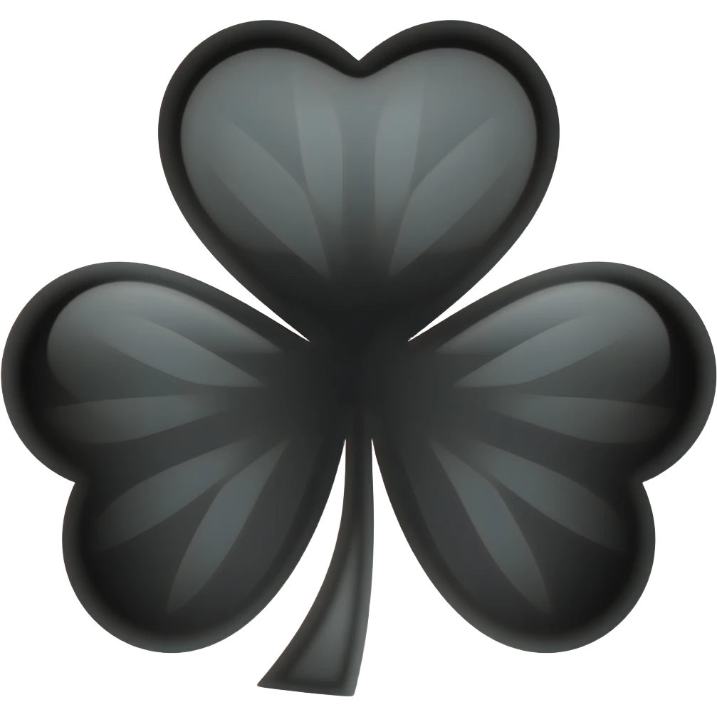 Haz un trébol de 5 hojas de color negro con bordes redondos emoji