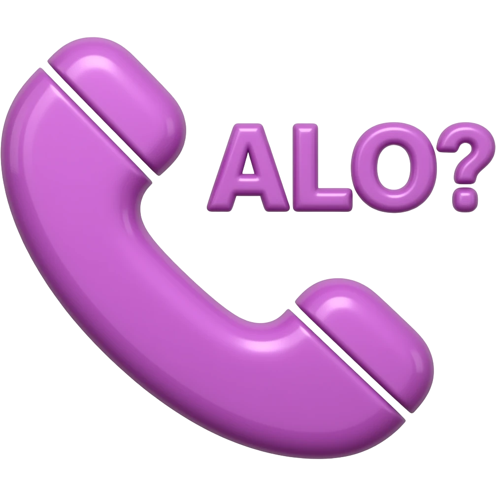 Twitch emote with BULGARIAN text “АЛО?”, use Cyrillic letters, NOT English letters, glossy pink 3D text, cute phone icon, thick outline, transparent background emoji