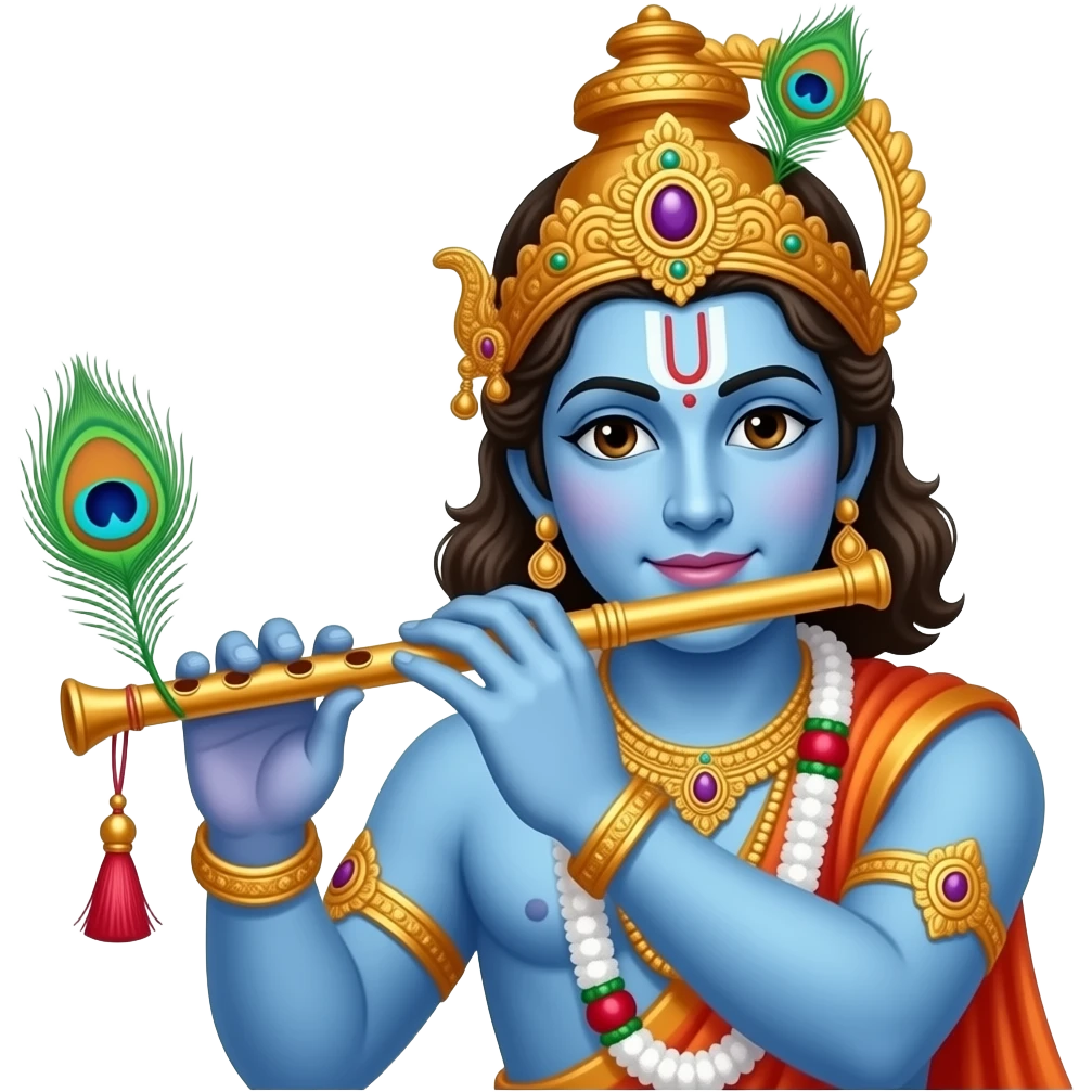 Lord krishna flute with peacock feathers emoji