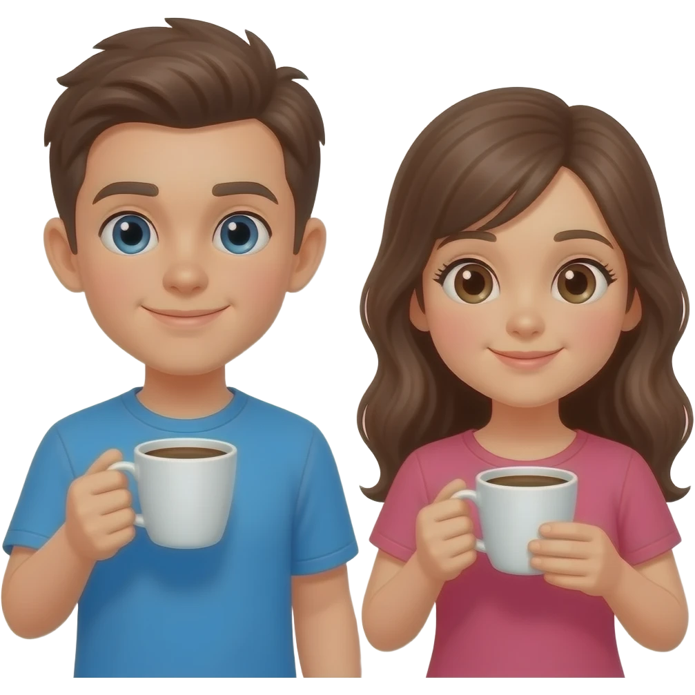 Парень и девушка пьют кофе emoji