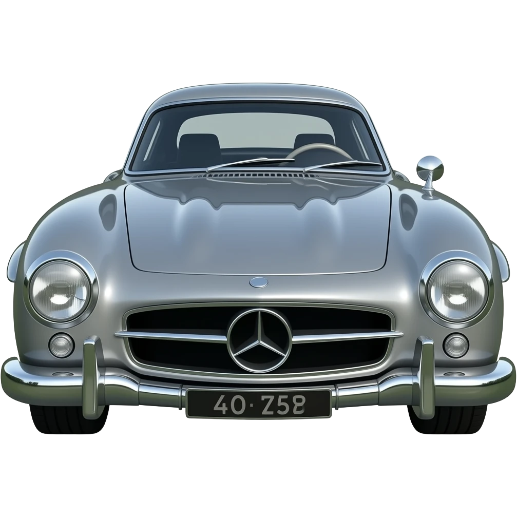 grey mercedes 300SL, hyper real, highly detailed emoji