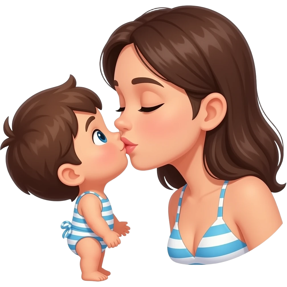 👧🏻+👙 +💋 +🧒🏻 emoji