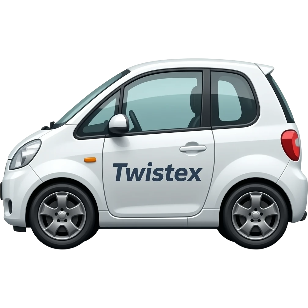 White car with a text saying twistex emoji