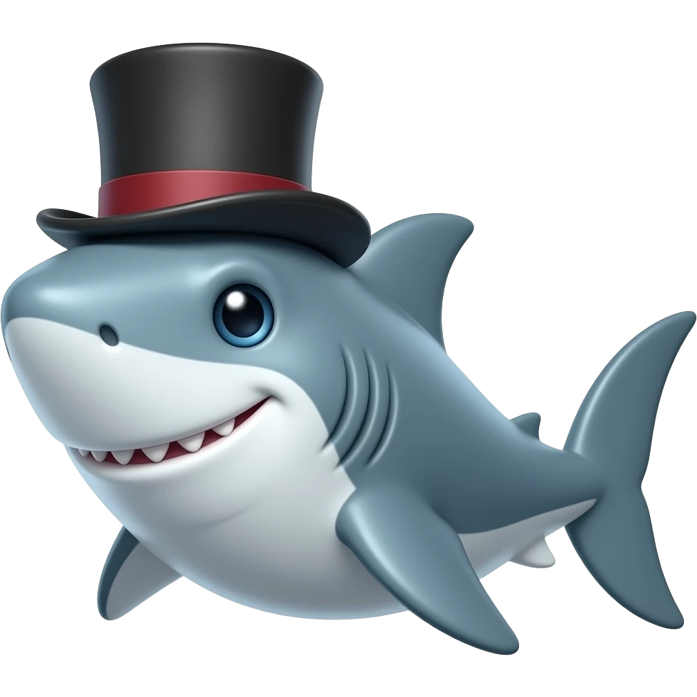 Shark with a top hat emoji