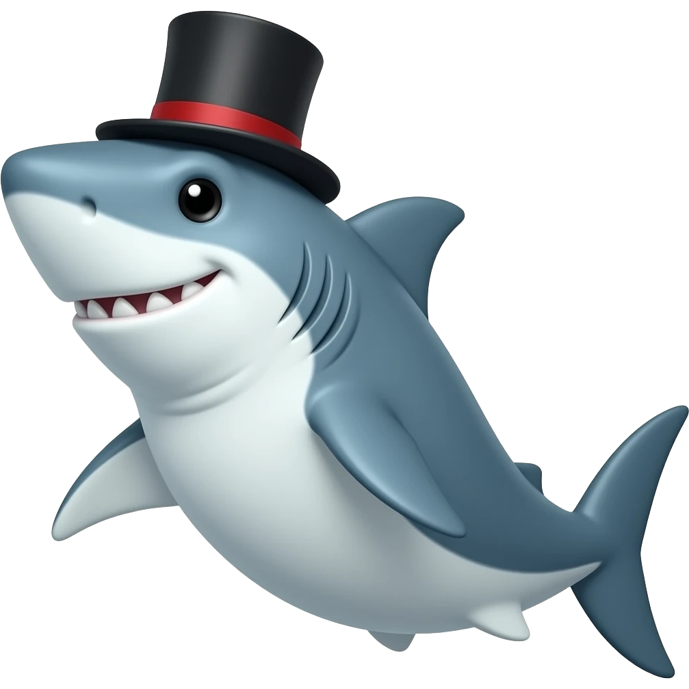 Shark with a top hat emoji