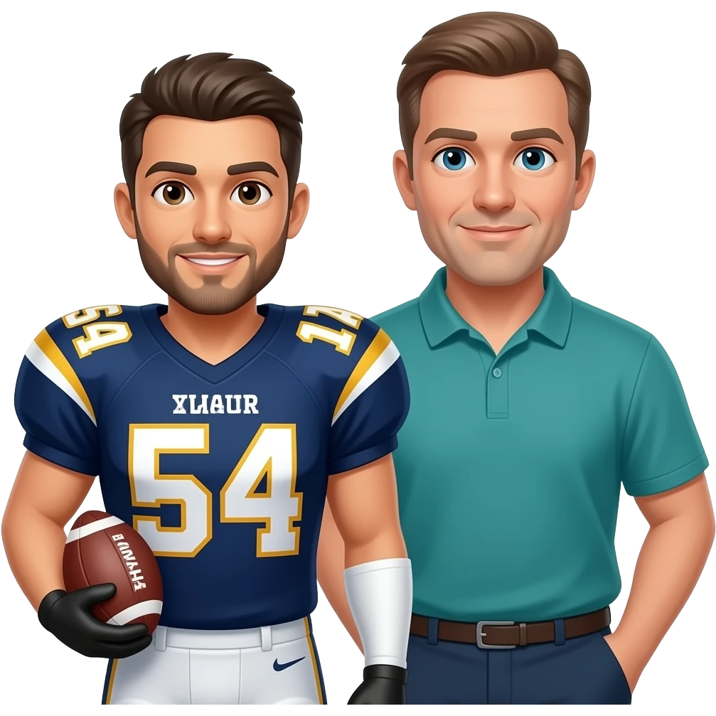 jugador de futbol con su entrenador emoji