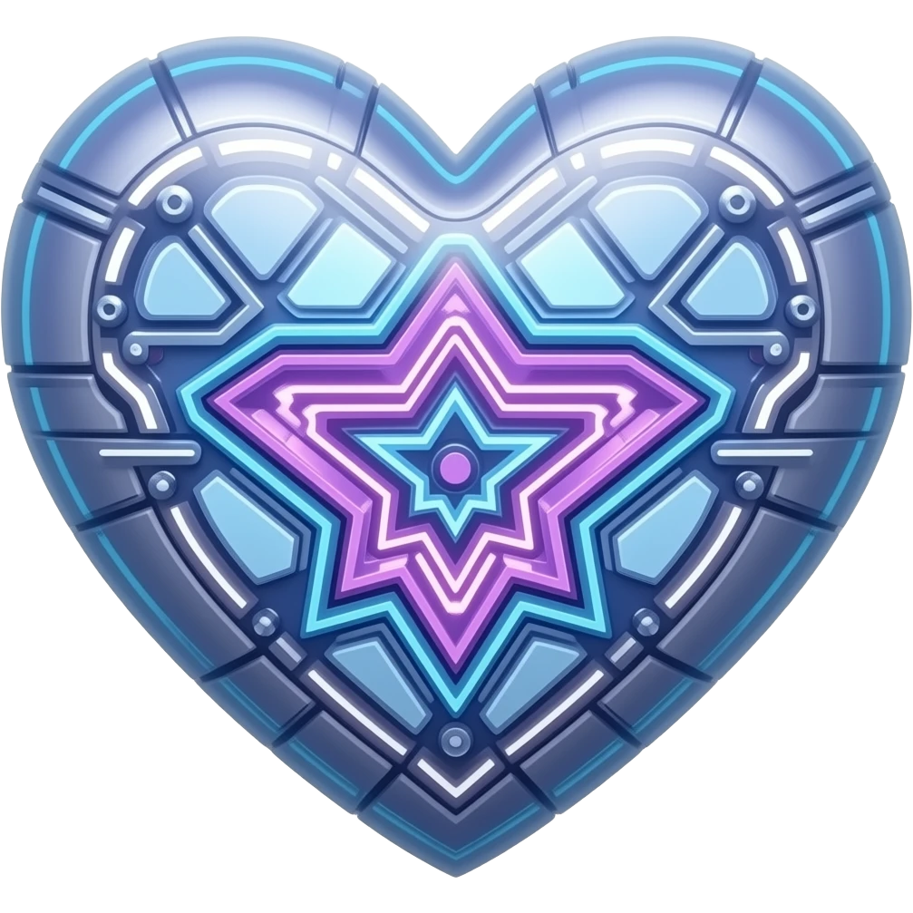 retro-futuristic heart, 80s, synthwave emoji