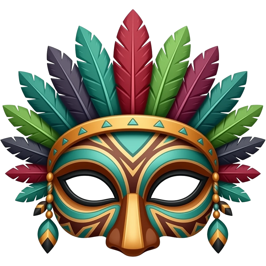 Colorful dark tropical feathery tribal dark burgundy wine-red obsidian-black jade-green white glorious emoji