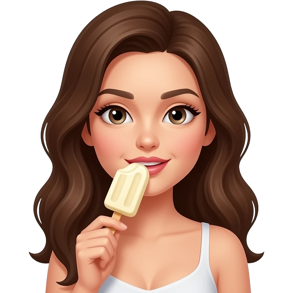 Sexi mujer saboreando  paleta de helado emoji