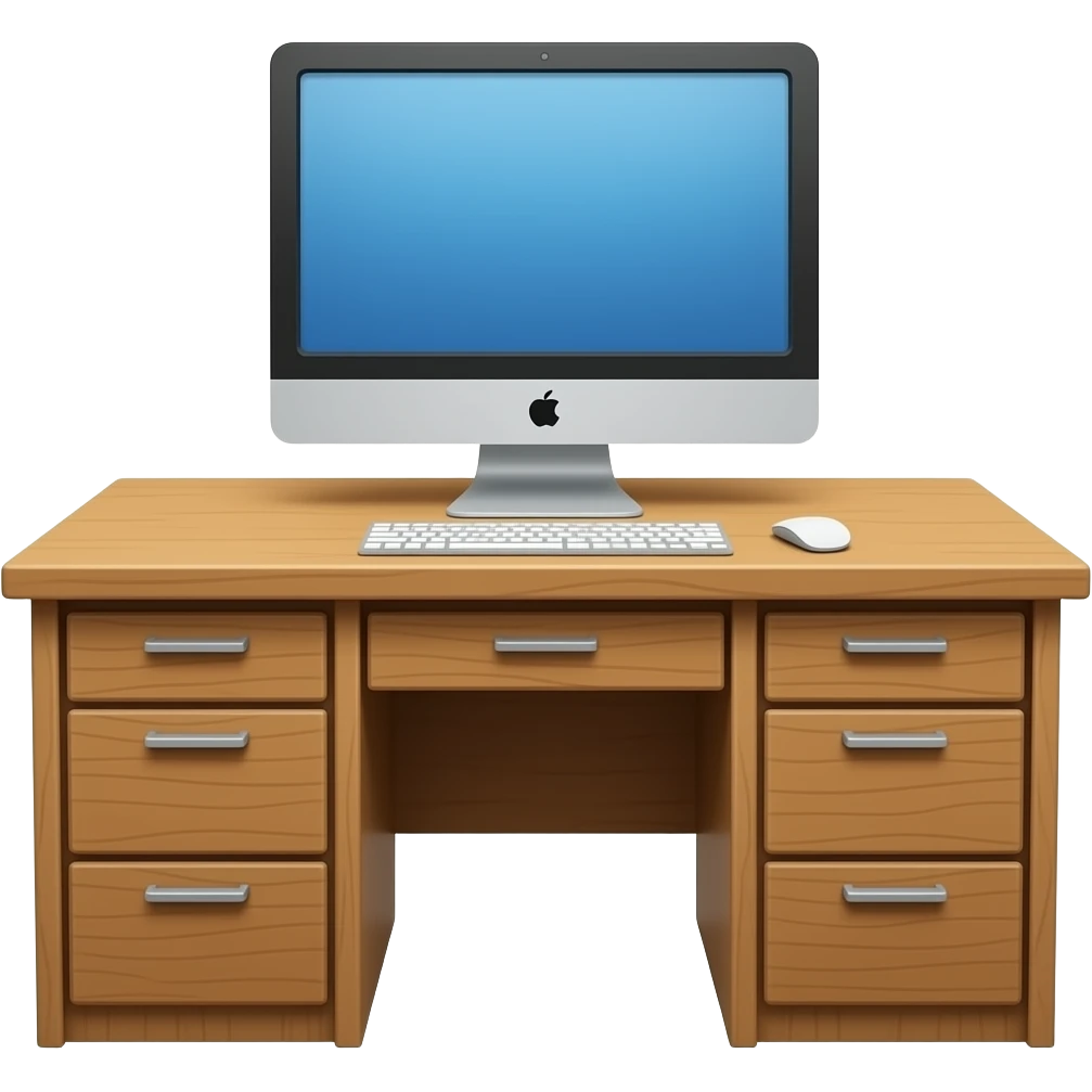 desk seen from front white background emoji