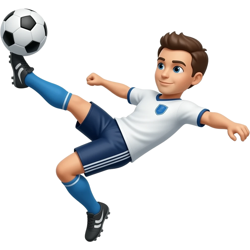 Make a soccer player doing bicycle lick emoji