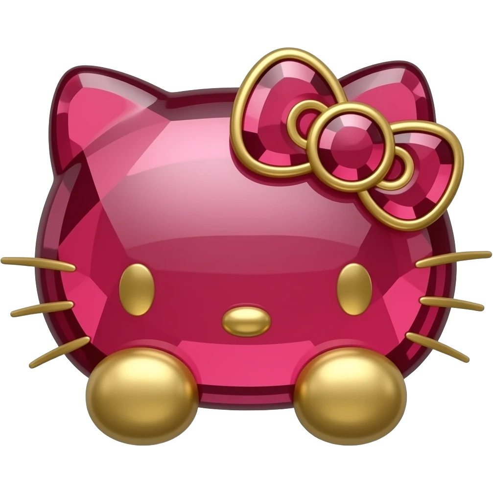 Crystal burgundy and gold hello Kitty head with front paws emoji