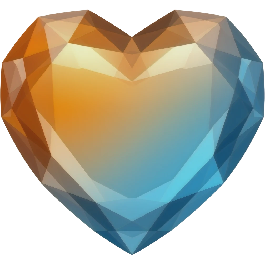 a 4k hd orange to blue gradient crystal heart emoji | AI Emoji Generator