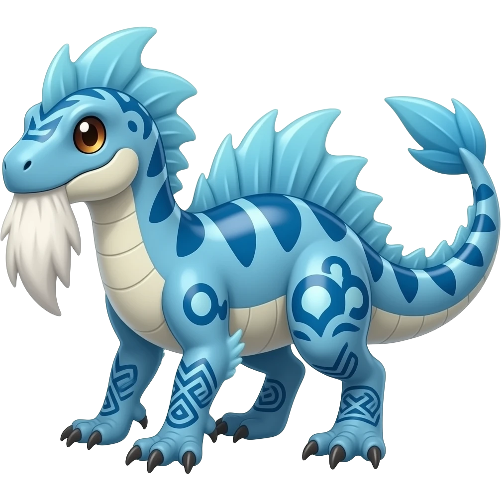 scaly shiny frilled raptorik finned patterned blue tribal-patterned digitigrade quadrupedal Vaporeon-Salandit-Glaceon-hybrid with thick fleshy whiskers emoji