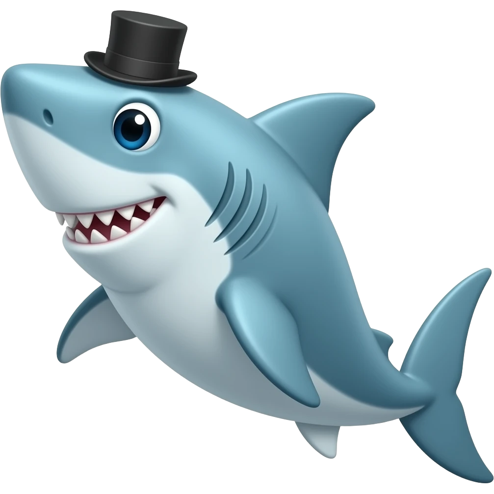 Shark with a top hat emoji