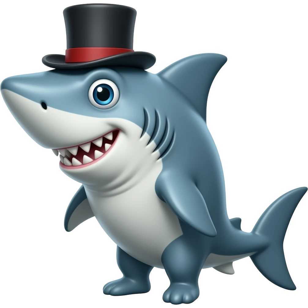 Shark with a top hat emoji