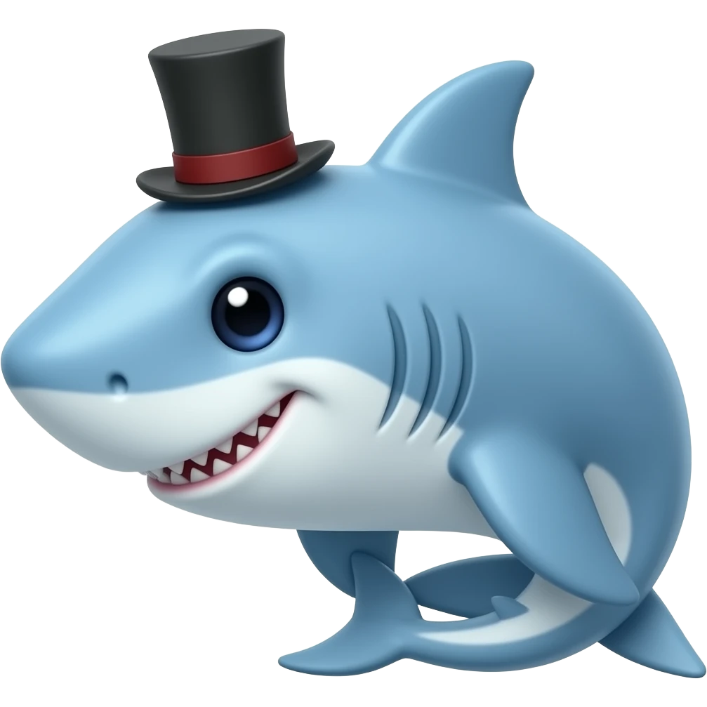 Shark with a top hat emoji