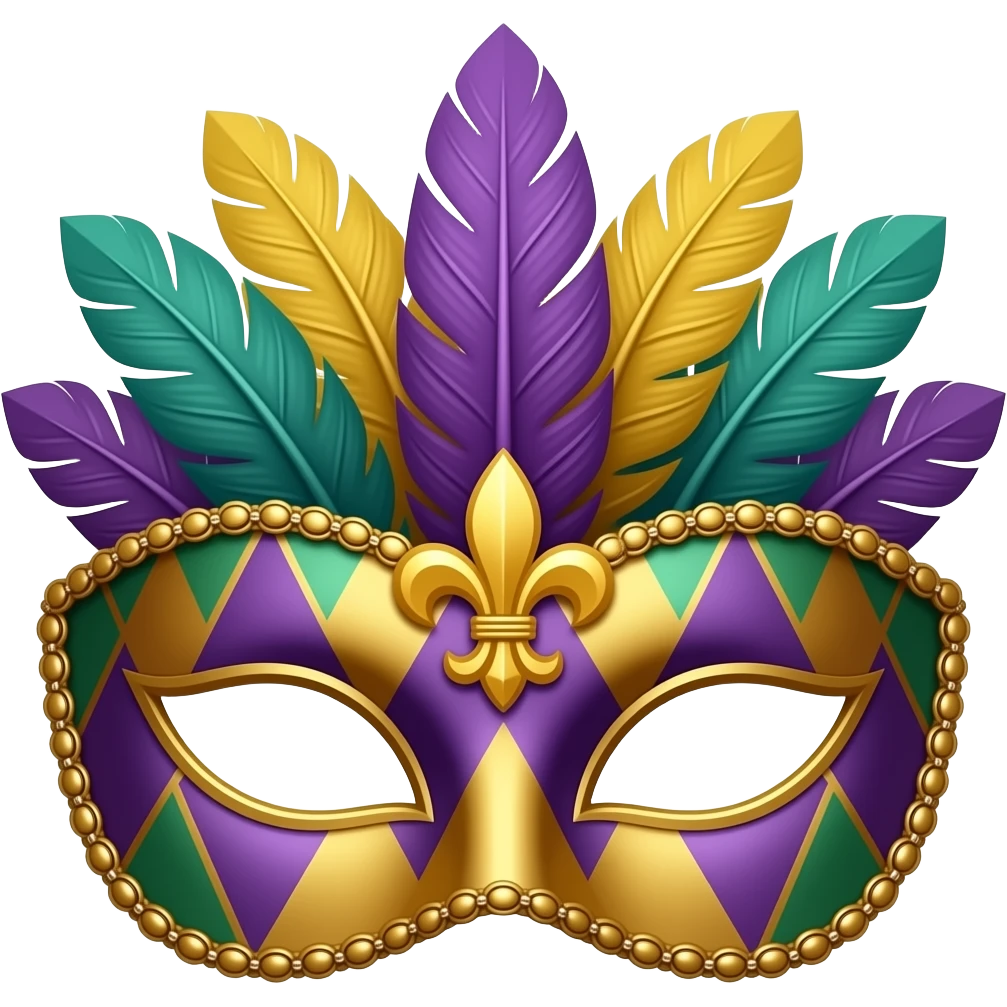 a new orleans mask and a fleur de lis emoji