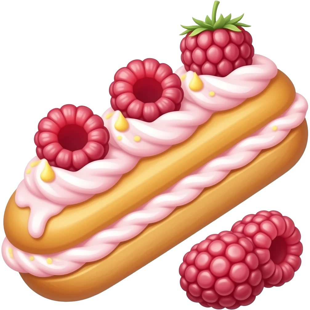 Эклер с  кремом малинового цвета emoji