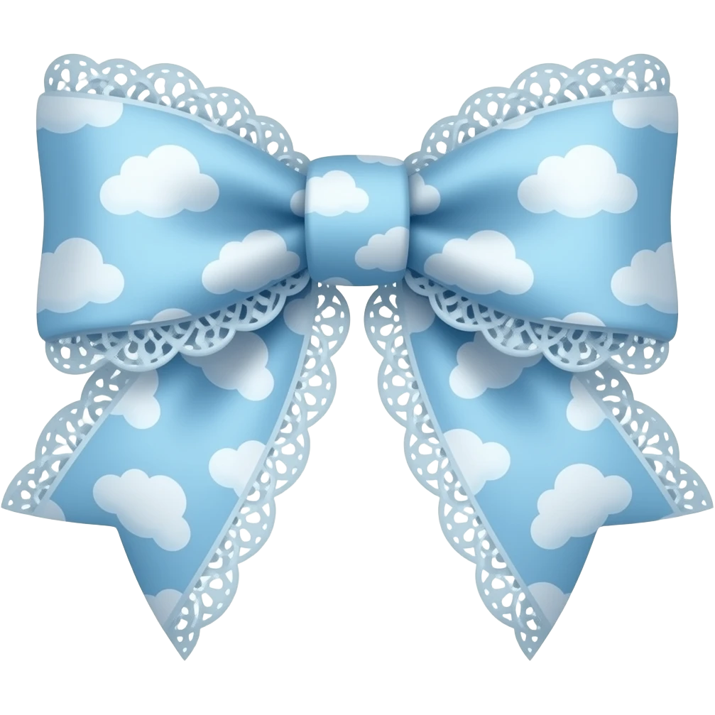 Cute cloudy pattern light blue bow lace coquette bow emoji