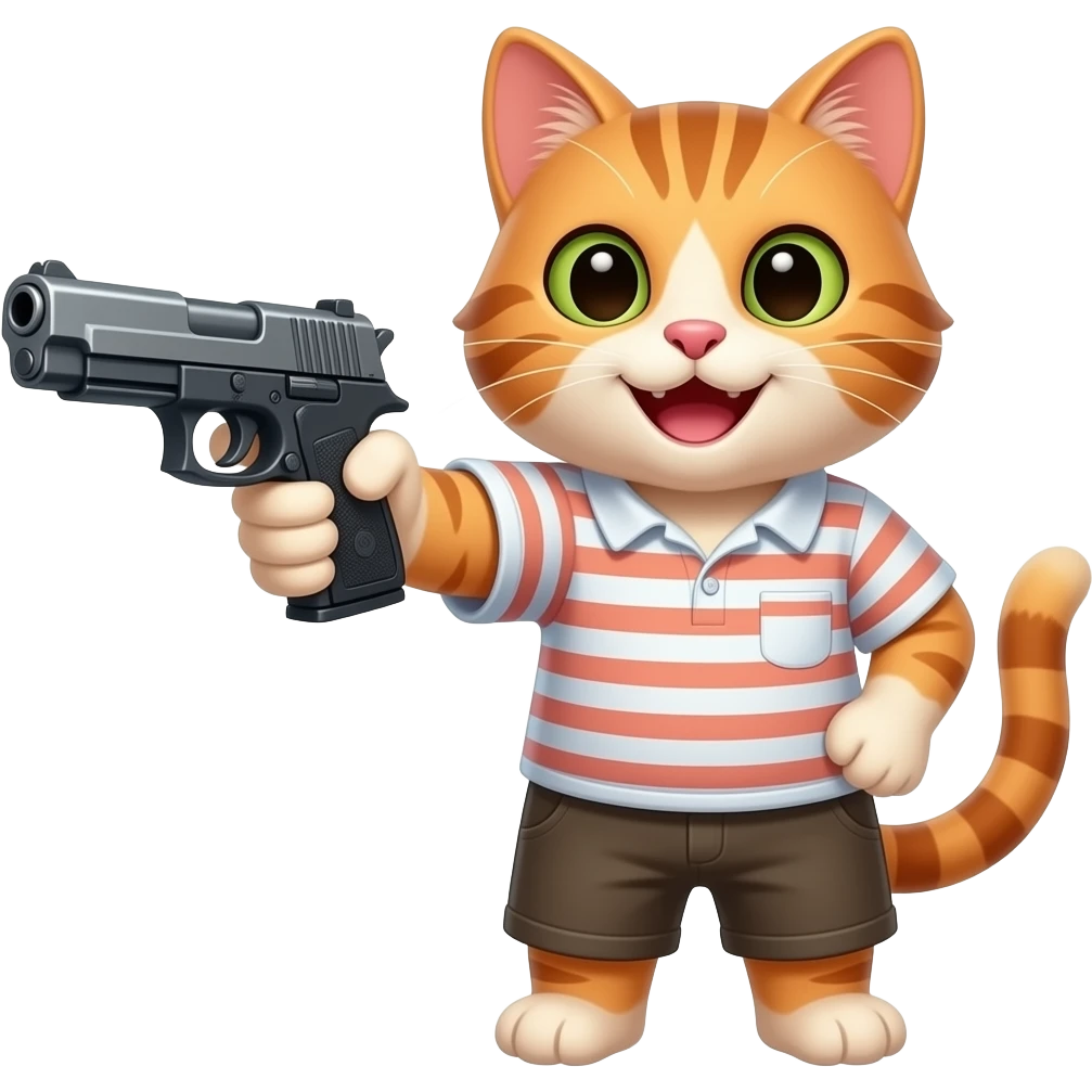 Cat smiling and pointing a glock at you emoji emoji