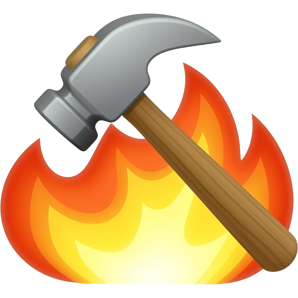 rock hammer fire emoji