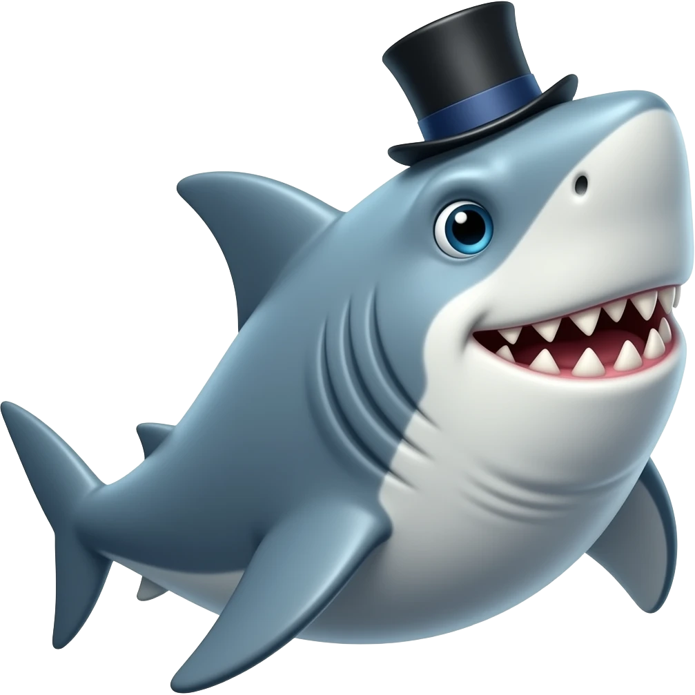 Shark with a top hat emoji