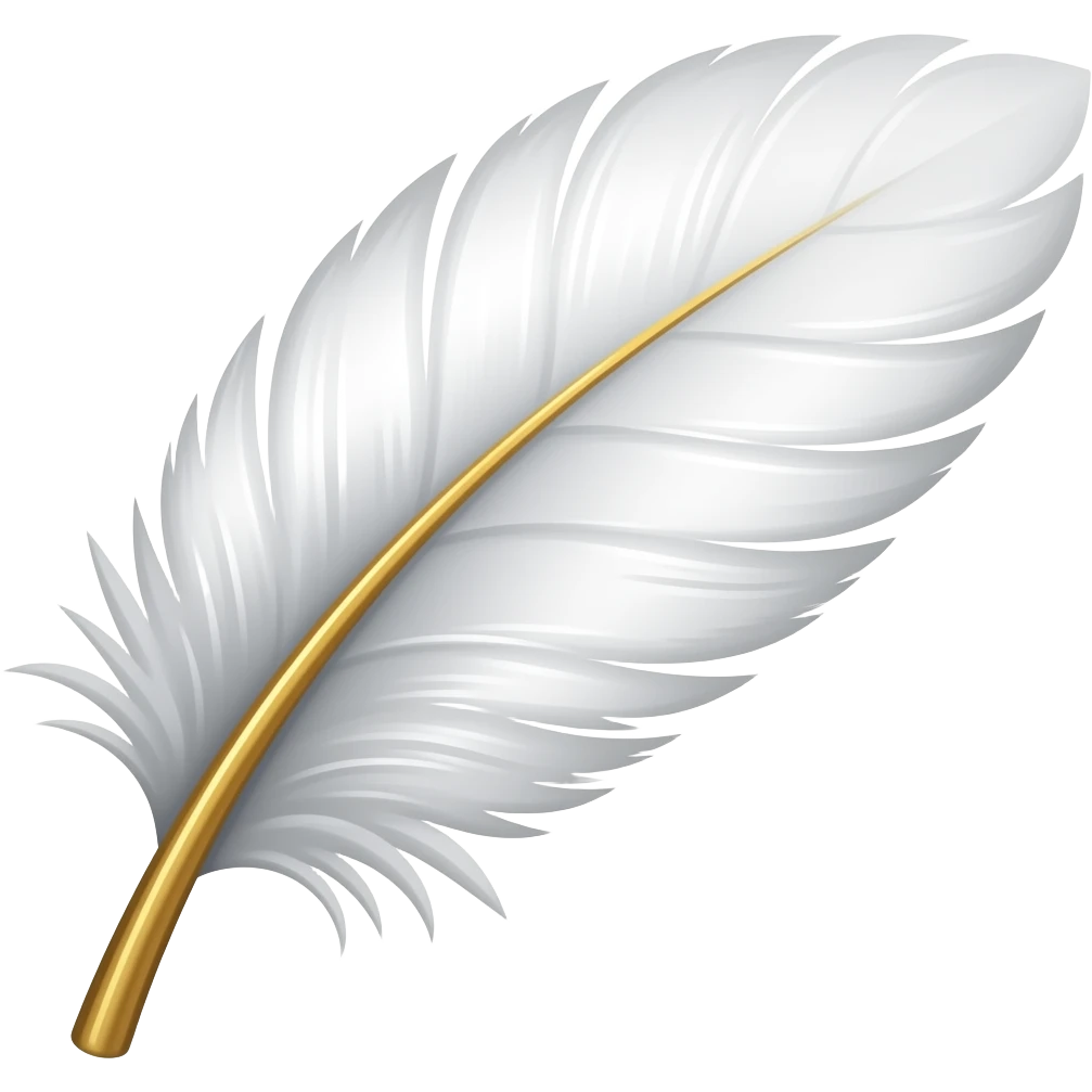 luxurious milky-white plume with a golden stem emoji | AI Emoji Generator