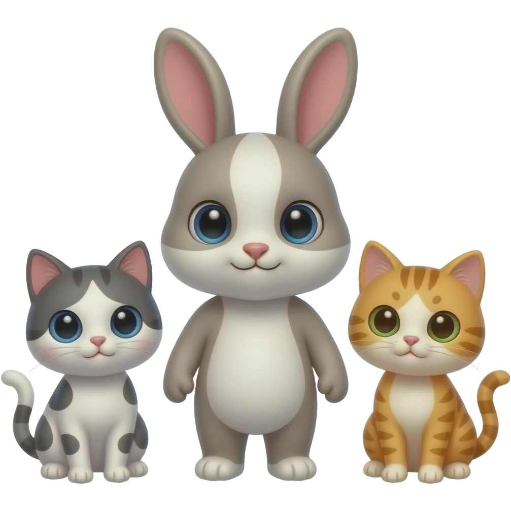A cute little bunny Combined two cute little cat emoji