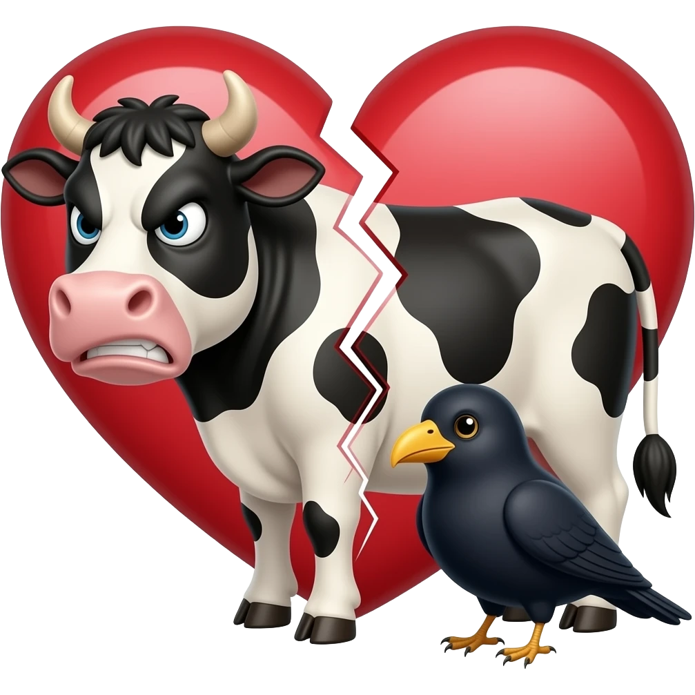 🐄😤🐦‍⬛😤💔 emoji