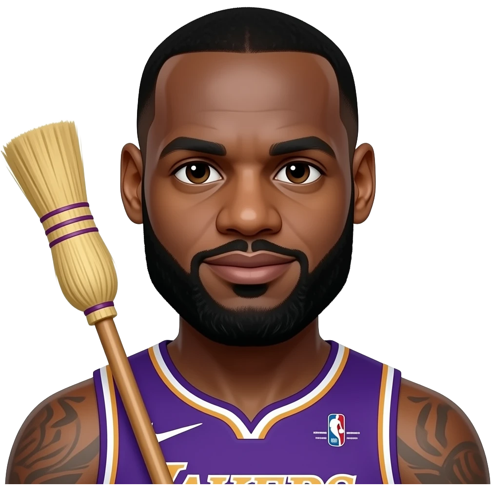 Lebron with a broom emoji