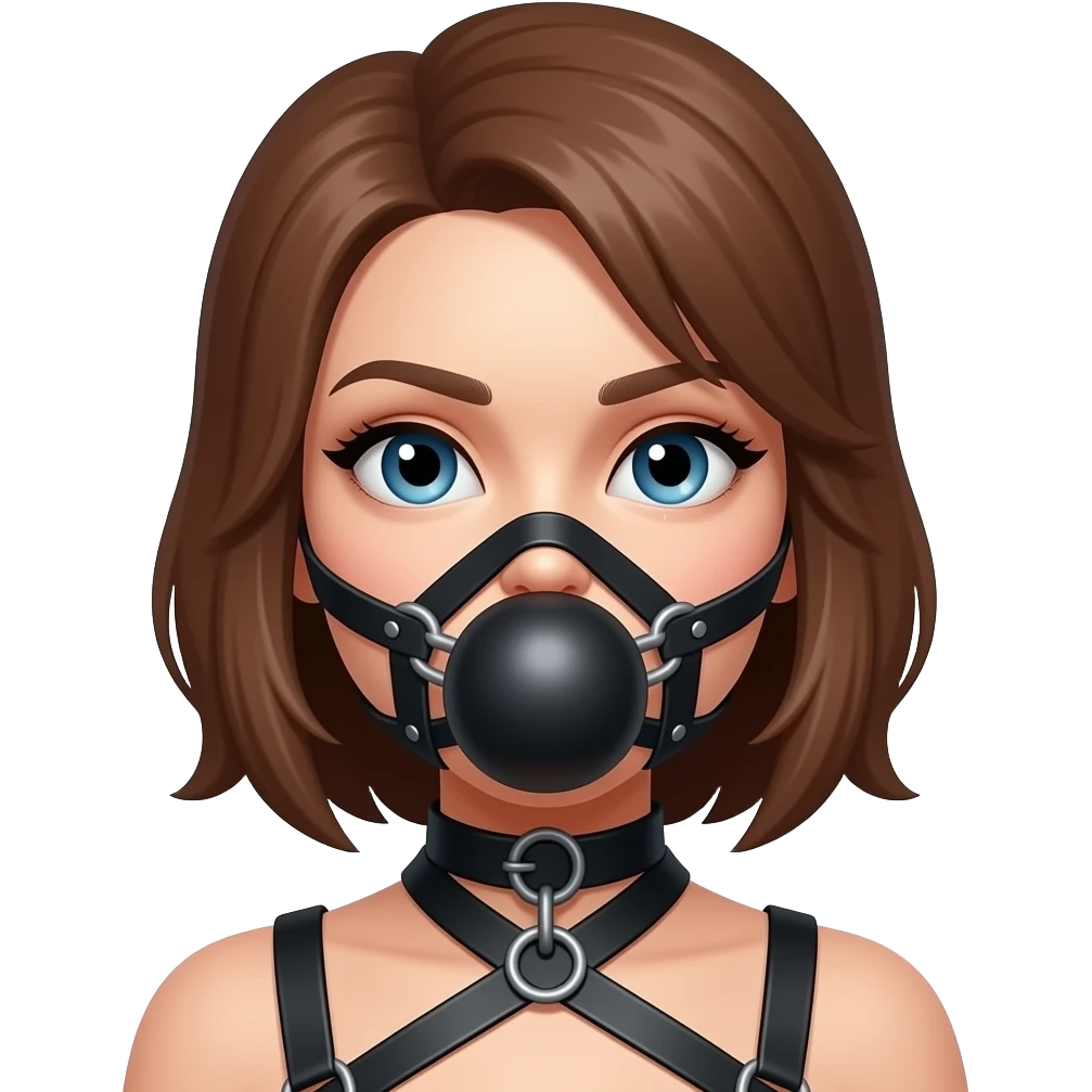 Lady emoji with ball gag and bondage emoji