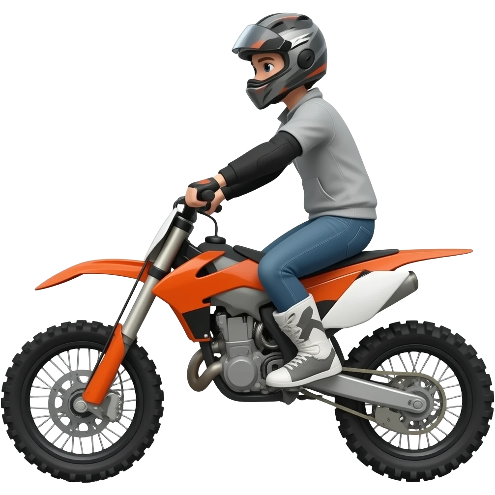 Person doing a wheelie on a orange dirt bike emoji