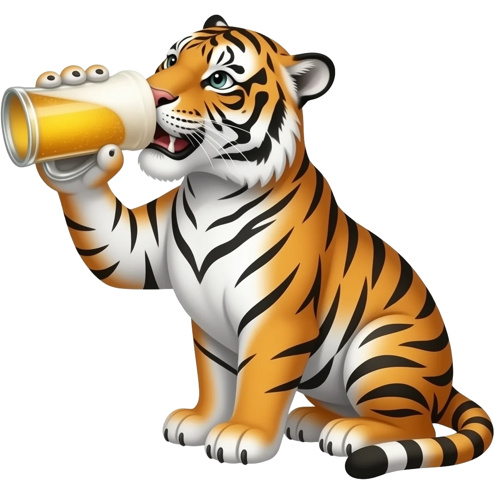 A tiger drinking a beer emoji