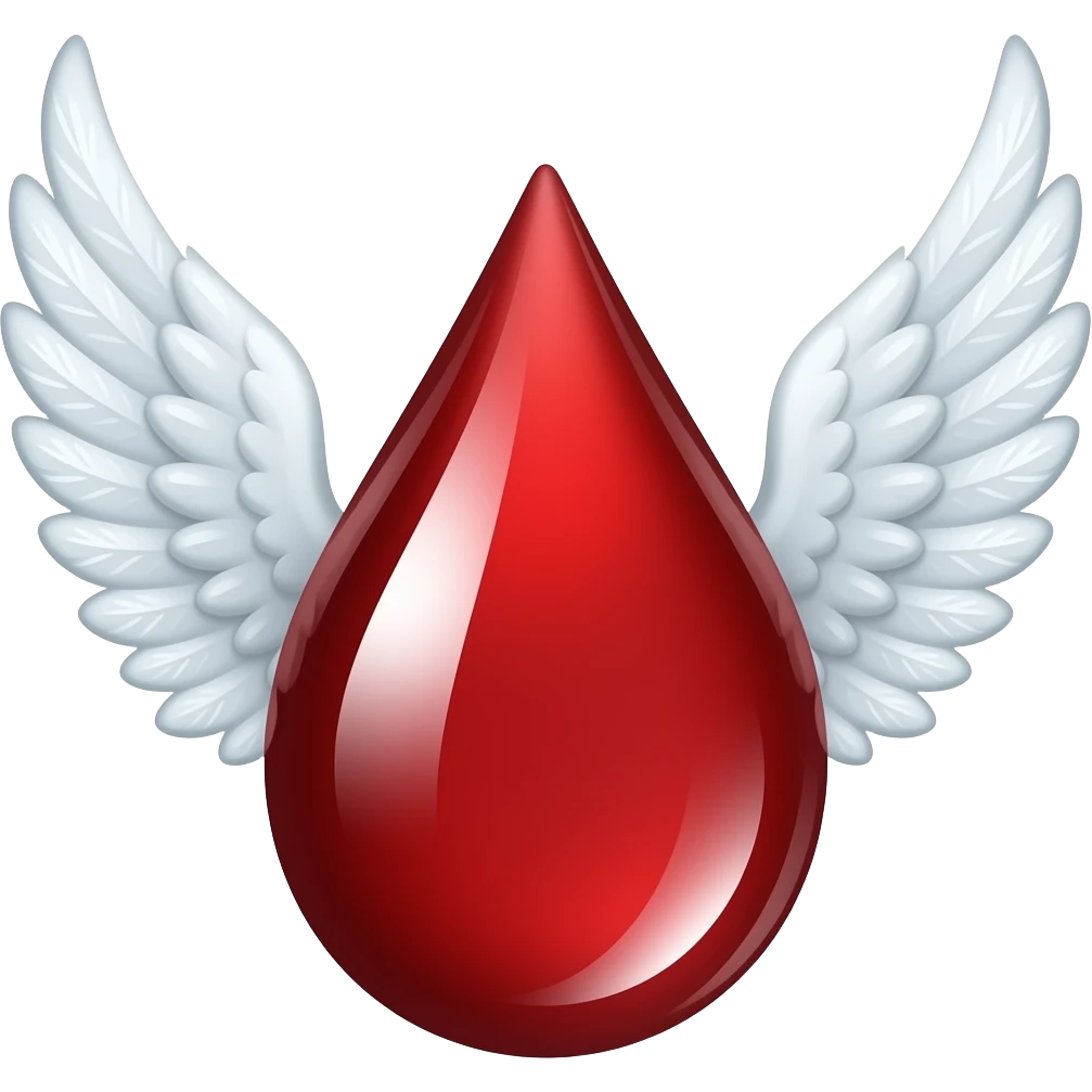 Blood drop with angel wings emoji