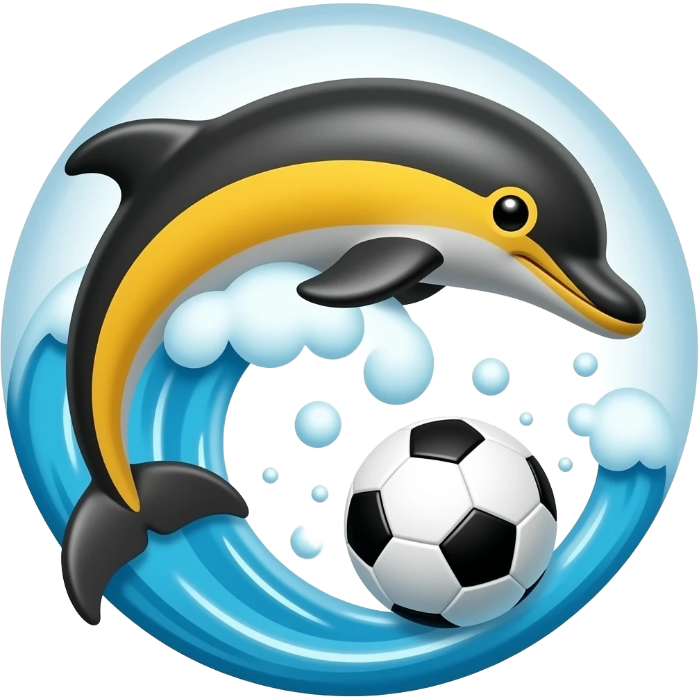 yelllow black dolphin circle wave soccerball emoji